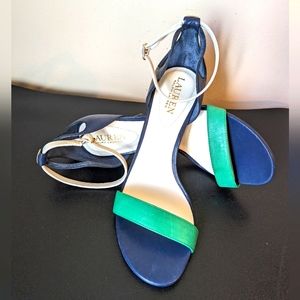 Lauren Ralph Lauren Gretchin Sling Strap Leather Heels NWOB